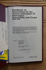 Jensen Interceptor III Handbook oldtimer te koop