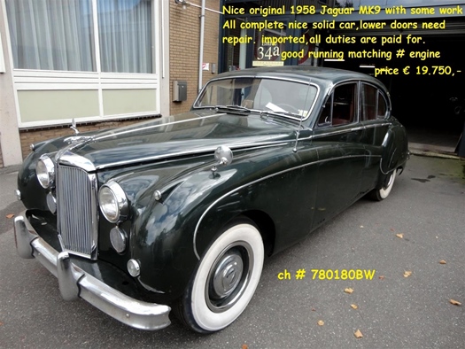 1958 Jaguar MK9 58 oldtimer te koop