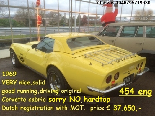 1969 Chevrolet Corvette  69 Cabrio Yellow oldtimer te koop