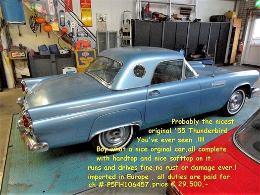 1955 Ford thunderbird blue oldtimer te koop