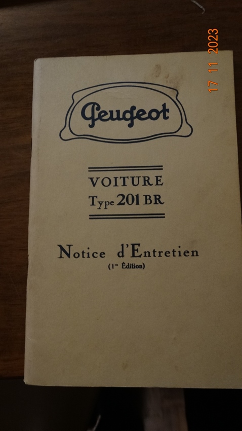Instructie Boekje Peugeot 201 BR te koop