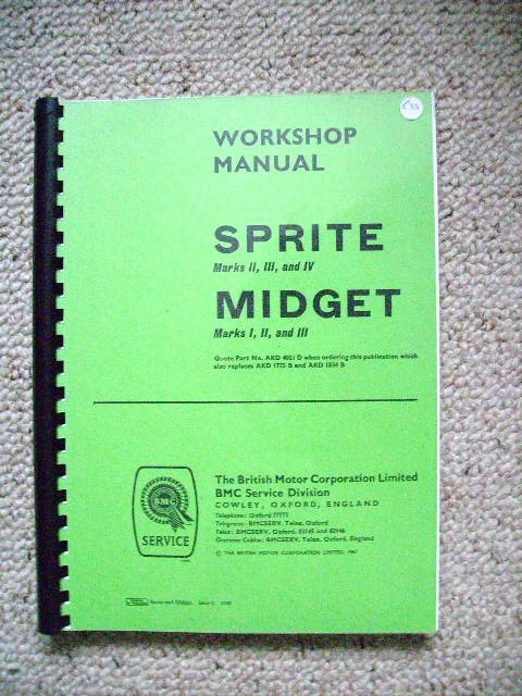Workshop manual Sprite mark 2/3/4 en Midget  te koop