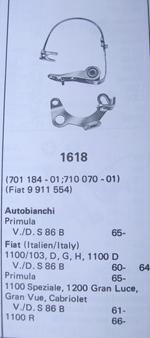 Contactpunten voor Fiat model 1100/1200 vanaf '61 oldtimer te koop